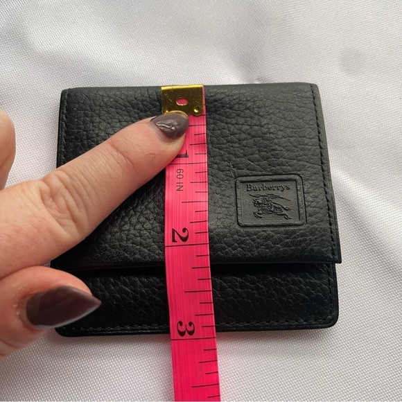BURBERRYS SMALL COIN CASE POUCH LONDON LEATHER AUTHENTIC VINTAGE BLACK LEATHER